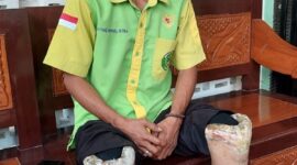 TEKAT KUAT: Ghofur, disabilitas Desa Plosorejo, Kecamatan Banjarejo, Blora tahun ini membulatkan tekadnya untuk ikut kontestasi politik di DPR RI.