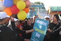 SESARENGAN: Peringatan Hari Buruh Internasional (Mayday) 2024 di Lapangan Kridosono Blora, Minggu (19/05/2024) pagi. 